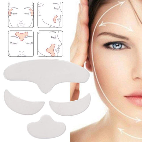 ZJchao Wrinkle Patches, 4Pcs Anti Wrinkle Silicone Patch Pad, Reusable Forehead Eye Face Chin Patch for Women