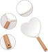 YEAKE Hand Held Mirror with Handle for Makeup - Small Cute Wood Hand Mirror for Shaving, Single-Sided Portable Travel