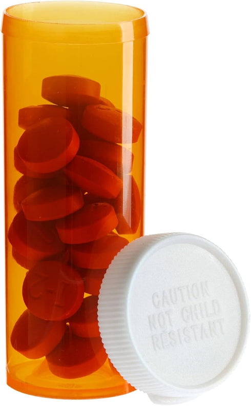 Juvale 50 Pack Empty Pill Bottles with Caps for Prescription Medication, 6-Dram Plastic Medicine Containers (Orange)