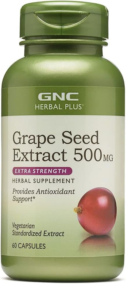GNC Herbal Plus Grape Seed Extract 500mg - Extra Strength, 60 Capsules, Antioxidant Support