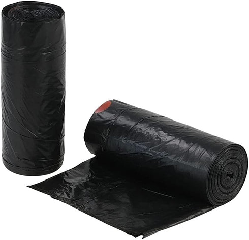 6 Gallon Kitchen Drawstring Trash Bags, Black Plastic Garbage Bags, 2 Rolls, 104 Count for Wastebasket Bin Liners