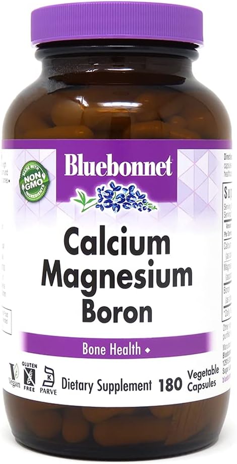 BlueBonnet Calcium Magnesium Plus Boron - 180 Count Vegetarian Capsules, Off-White