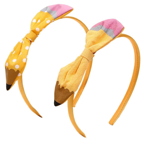Headband for Girls, Back to School Bow Hair Band, Teacher Headband, Pencil Girl Headband, School Accessories TSFG21