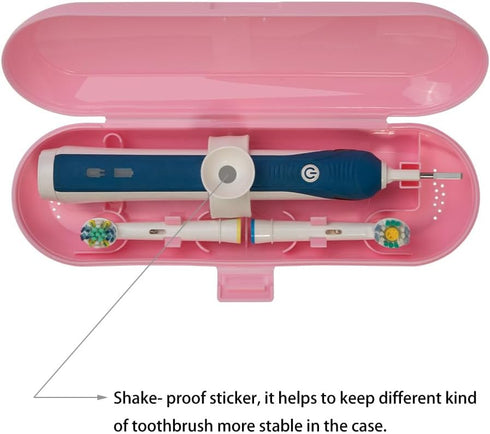 Pink Plastic Electric Toothbrush Travel Case for Oral-B Pro Series