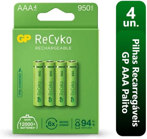 GP NiMH Battery AAA/LR03 1.2V 1000mAh, Pack of 4