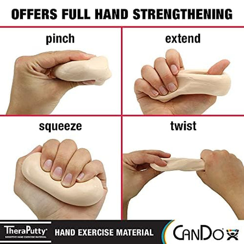 CanDo Theraputty Plus Hand Exercise Putty for Rehabilitation, Hand Therapy, Strengthening, Stress Relief - Green Medium