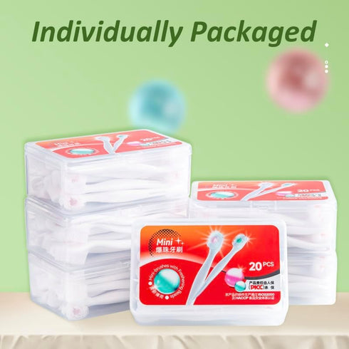 Mini Brushes - Disposable Toothbrushes with Toothpaste, Portable for Work or Travel, 2 Packs (Mint, 40 pcs)