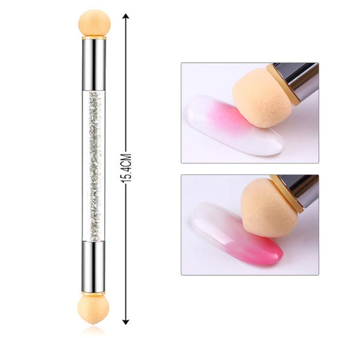 SILPECWEE 3Pcs Ombre Nail Brush Set, Double-Head Sponge Pen with 4 Replaceable Acrylic Brushes