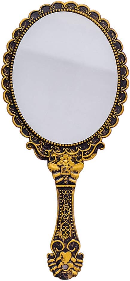 JOONOR Handheld Mirror with Handle - Vintage Compact Personal Makeup Vanity Mirror, Victorian Style (9.8x4.5in)
