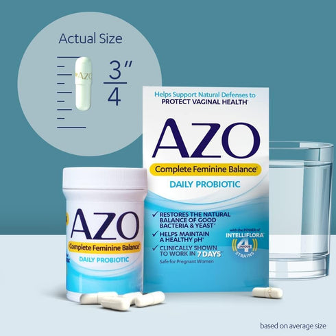 AZO Complete Feminine Balance - Daily Probiotics for Women, Clinically Proven for Vaginal Health, 30 Count