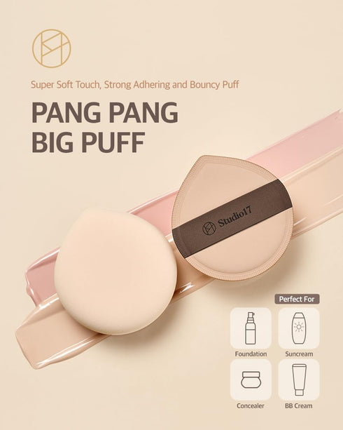PangPang Makeup Sponge Puff 2.2In Diamater | Korean Makeup Cushion Puff for Foundation and Powder | Fluffy Foundation Puff with Latex Inside