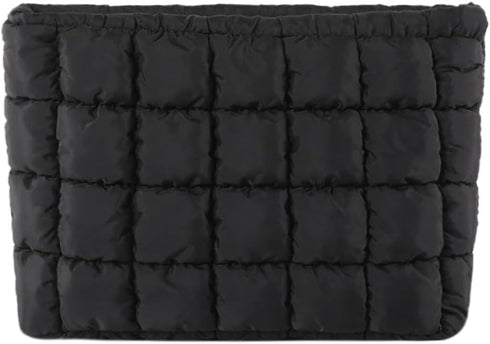 Puffy Quilted Makeup Bag, Cute Solid Toiletry Organizer Pouch Storage Clutch for Women