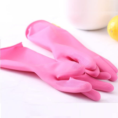 (2 Pair) Kids Reusable Waterproof Hand Protection Gloves - Rubber Latex for Dishwashing, Cleaning, Painting