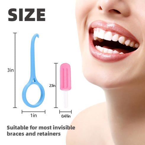 12PCS Clear Aligner Removal Tools with 2 PCS Aligner Chewies for Invisible Retainers and Dentures