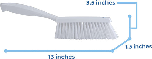 Vikan 45875 Bench Cleaning Brush, Soft Bristle Dustpan Brush & Sweeper with Handle, 14-Inch, White