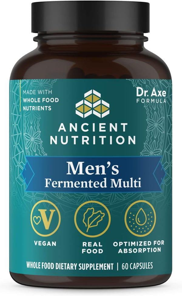 Ancient Nutrition Multivitamin for Men, Fermented with Vitamin A, C, D, E, K, Zinc & Magnesium, Vegan, 60 Ct