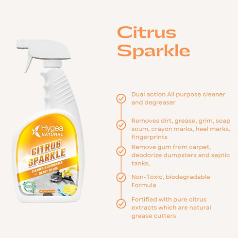 Citrus Sparkle Non-toxic Citrus Orange Degreaser, Heavy Duty All-Purpose Cleaner with Natural D-limonene, Gallon