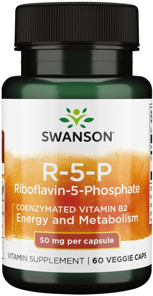 Swanson R-5-P (Riboflavin-5-Phosphate) - Vitamin B2 Supplement for Energy, Metabolism & Vision Health (60 Capsules)