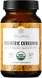 Truvani Organic Turmeric Curcumin Tablets 1,350 mg Each - Natural Joint Support with Black Pepper for Absorption, 90