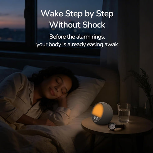 HOUSBAY MINI Sunrise Alarm Clock with Sound Machine, Rhythm Wake-Up Light, White Noise for Sleeping, Compact Phone-Free