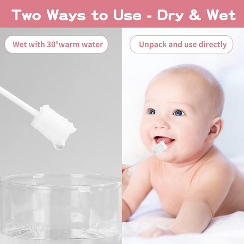 60Pcs Baby Tongue Cleaner, Disposable Baby Toothbrush, Soft Gauze Oral Cleaning Stick for 0-36 Month Baby
