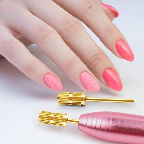 Nail Drill Bits and Sanding Bands for 3/32 Inch Shaft - Manicure and Pedicure Tool for Acrylic Nails (Gold)