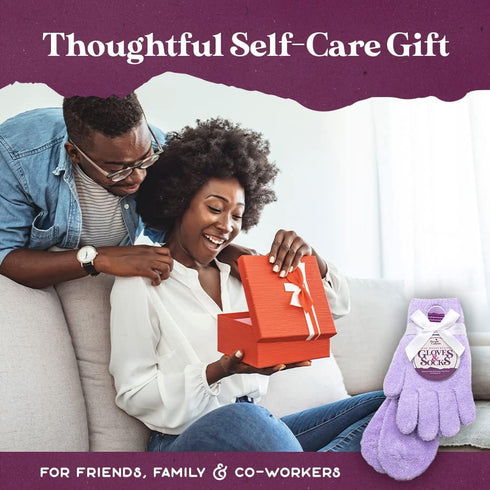 Moisturizing Socks and Gloves Set | Purple Fuzzy Socks & Gloves with Aloe and Vitamin E for Women