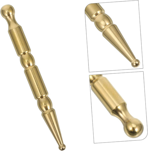 Hemoton Brass Handheld Acupuncture Roller Pen Dual-Ended Face Massage Tool for Facial Relaxation Neck and Shoulder