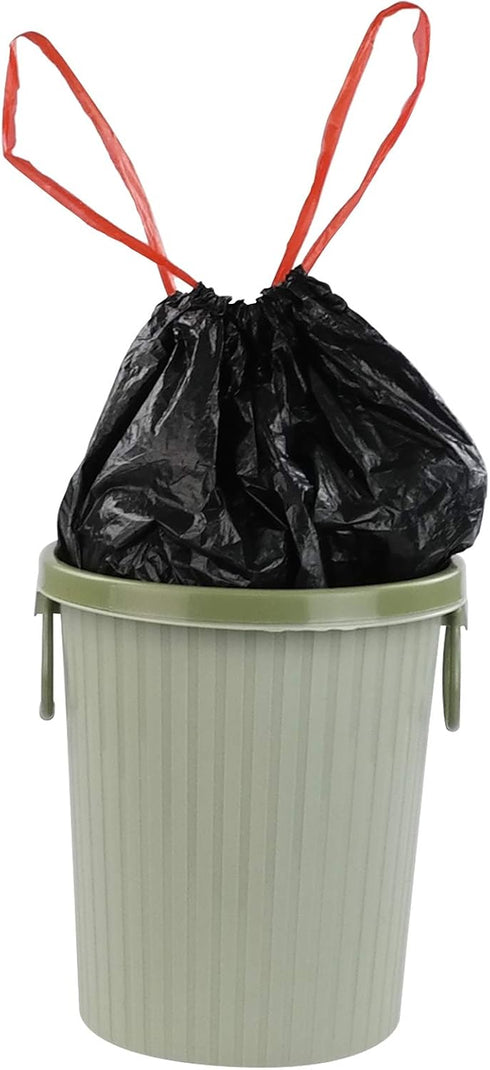 6 Gallon Drawstring Trash Bags, 105 Counts, Black Garbage Bags