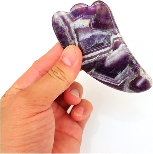 MESKEL Set 1 Amethyst Rough Stone Face Care Massage Tool Amethyst Roller Gua Sha Massage Natural Crystal Jade Massager