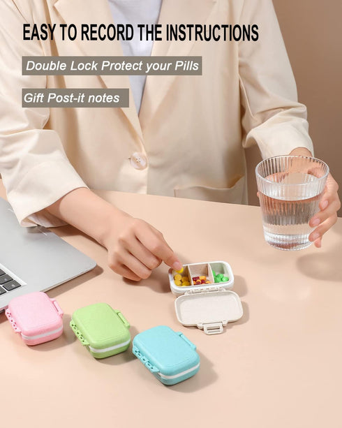 4 PC Pill Case, 3 Removable Compartments BPA-free Pill Box, Day Organizer for Travel Storage of Vitamins, Fish Oil, or
