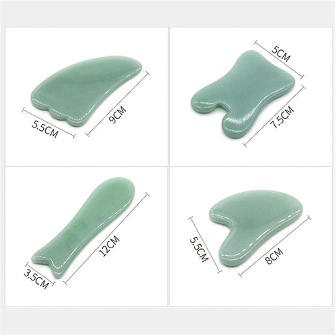 MESKEL Set 4) Gua sha Scraper Board Natural Jade Guasha Stone Board Facial Eye Guasha Plate Jade Face Massager Scraper