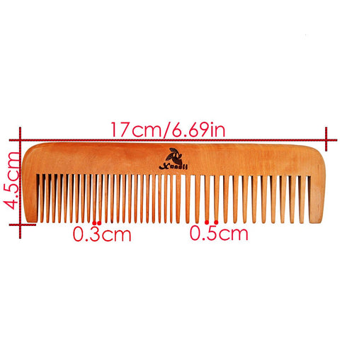 3 PCS Peach Wooden Comb Set - Wide & Narrow Tooth Combs for Women and Men (S023)