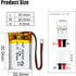 KBT 3.7V 300mAh Li-Polymer Battery: 602030 Lipo Rechargeable Lithium-ion Replacement Batteries with PH 1.25 JST Connector, PH2.0/2.54 JST Connector for Replacement