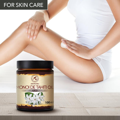 Monoi de Tahiti Carrier Oil, 3.4 Fl Oz, Pure Cold Pressed, Unrefined for Face & Body Care