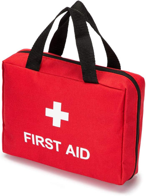 Red First Aid Bag Empty Travel Rescue Pouch for Medicine Storage, Emergency Bag for Car Home Office Kitchen Sport