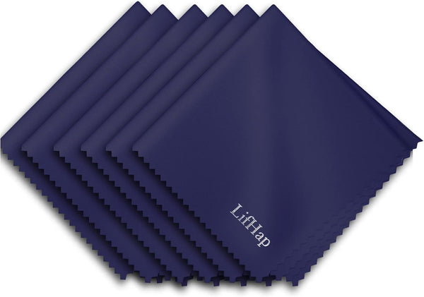Extra Large Microfiber Cleaning Cloths (12"x 12") for Glasses, Phone, Computer Screen, 6 Pcs Eyeglass Cleaner Wipes