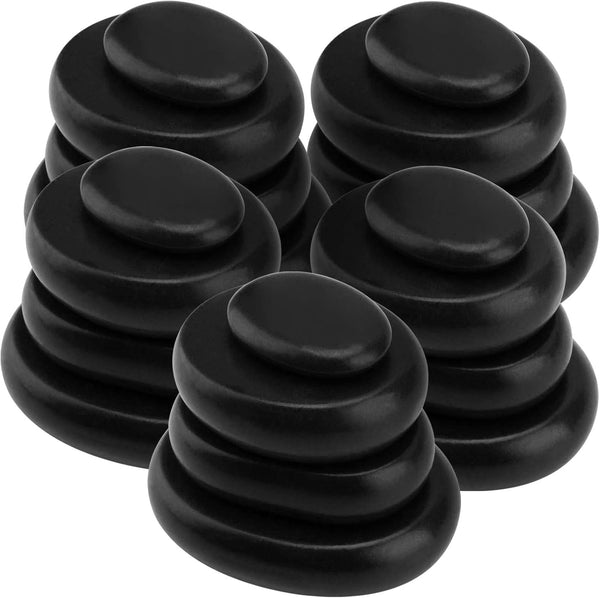 SINJEUN 40 PCS Basalt Massage Stones, 4 Sizes Large Round Hot Stones for Massage, Essential Supplies for Home Spa