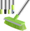 MEIBEI Floor Scrub Brush with Rubber Blade-54 Inches, Stiff Bristles Deck Brush with Adjustable Long Handle