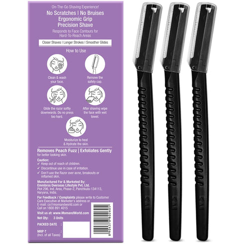 Mom & World ShaveRush Women Precision Face Razors - 5 IN 1 for Instant Hair Removal, Pack of 3