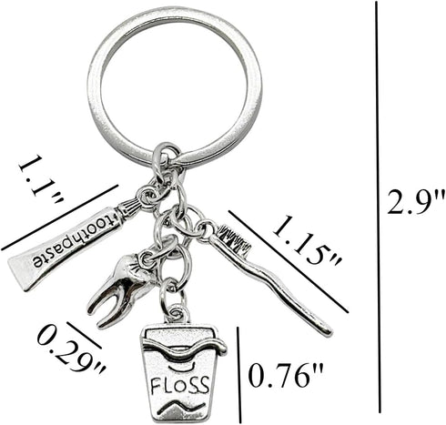 PHAETON 20PCS Toothbrush Toothpaste Keychain - Tooth Shape Keyring for Dentist, Dental Hygienist, and Student Gifts