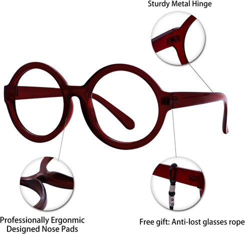 OCCI CHIARI Stylish Reading Glasses for Women - Reader 0 100 150 200 250 (Red, 2.0)