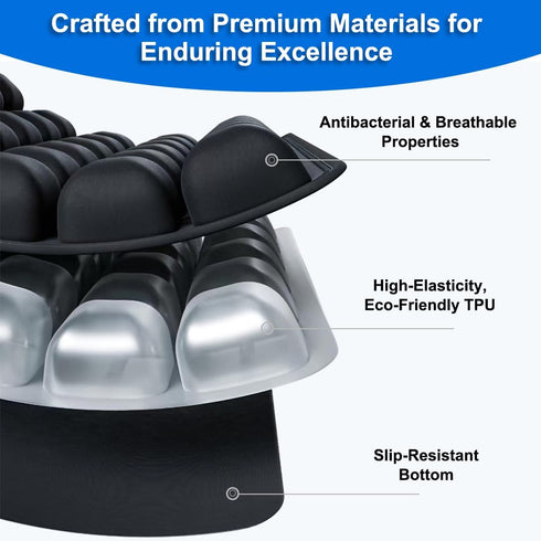 Zorelitevita 3D Air Cell Inflatable Pressure Relief Seat Cushion, Portable Self-Inflating Pad with Anti-Slip Bottom