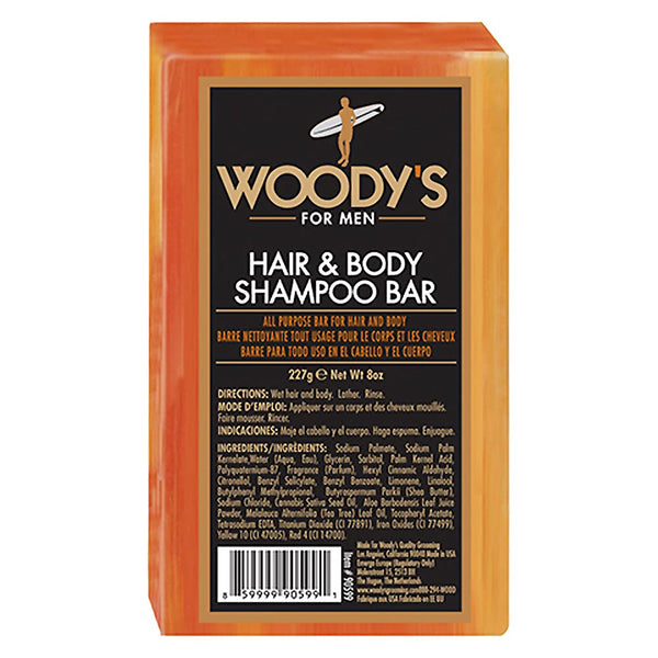 Woody's Men's 2-in-1 Hair & Body Shampoo Bar, 8 Oz., Rich Lather Formula, Nourishes & Moisturizes