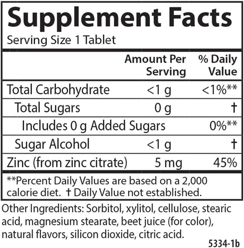 Carlson Kid's Chewable Zinc, 5 mg, Natural Mixed Berry Flavor, 160 Tablets for Health Support