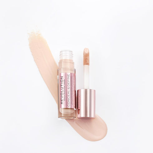 Revolution Conceal & Define Concealer, Full Coverage Lightweight, Long-Lasting Matte Finish, Vegan, C3 Fair to Light