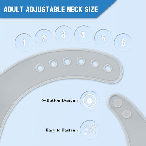 LARGE SIZE Silicone Adult Bib, Washable Bib for Men & Women, Waterproof Bibs for Elderly with Crumb Catcher, Adjustable