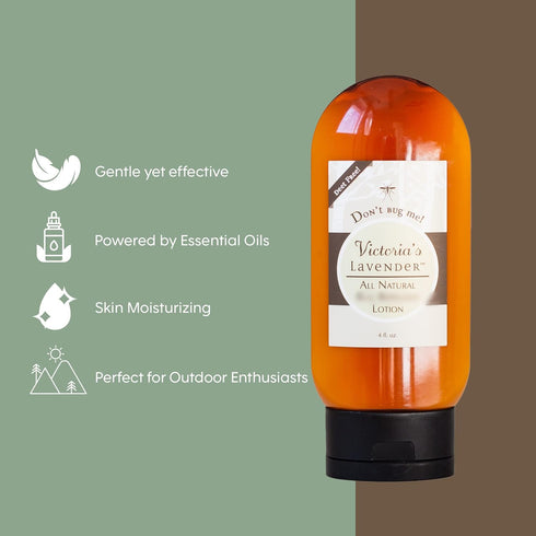 Victoria's Lavender All Natural Body Lotion - Essential Oils for Skin Protection, 4 oz for Outdoor Activities