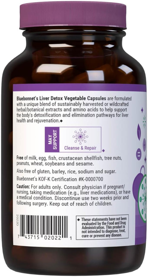 Bluebonnet Nutrition Liver Detox - 60 Vegetable Capsules for Liver Health, Antioxidant Protection, Non-GMO