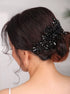 Women Dainty Black Rhinestones Crystal Wedding Hair Comb, Luxurious Bridal Side Hair Accessories